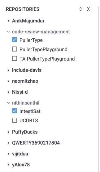 Screenshot of dashboard repo filter feature