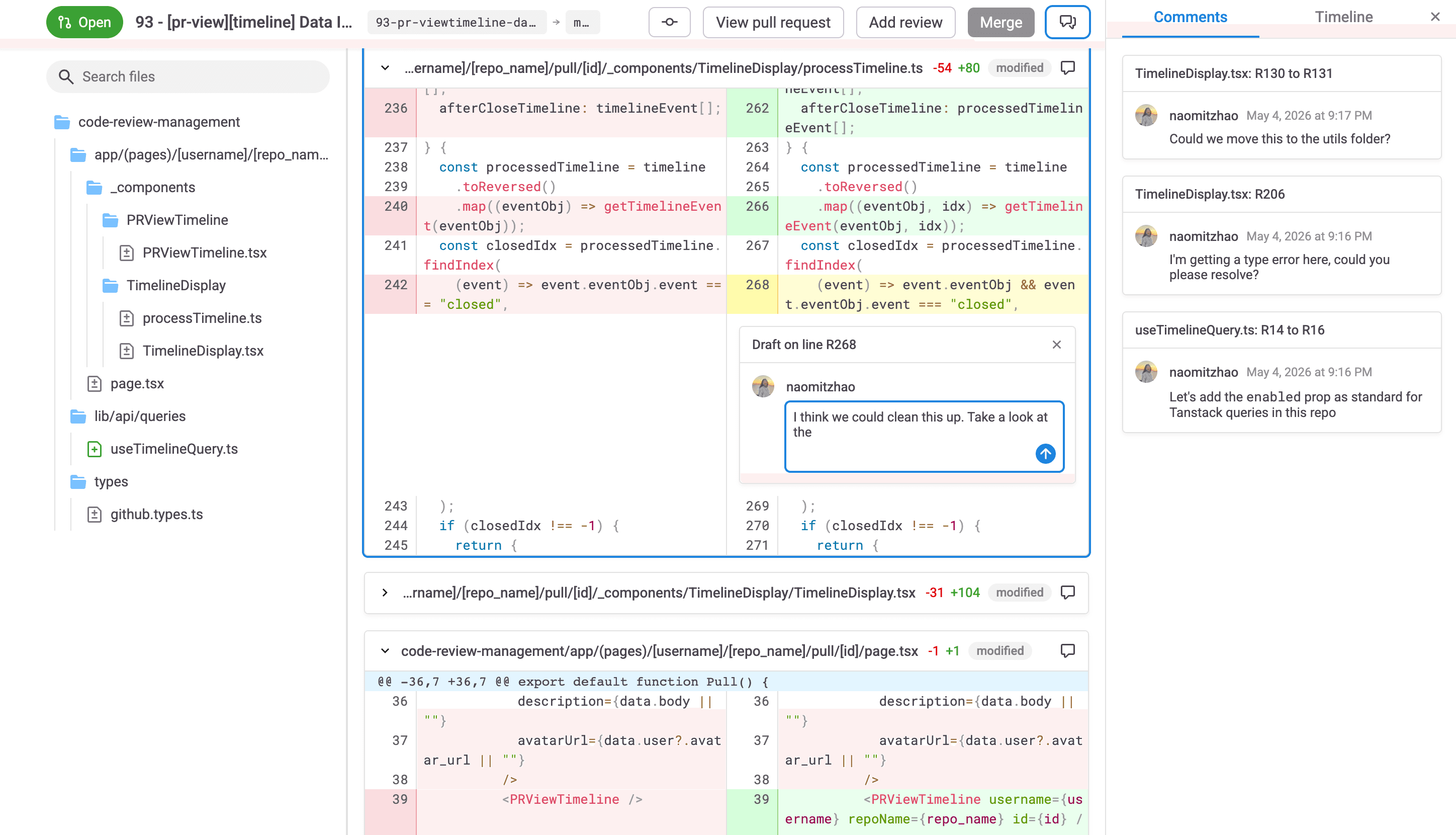 PullerType Diff view screenshot